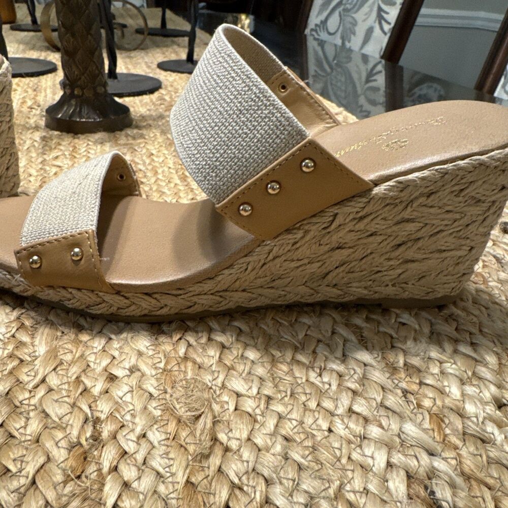 Tommy Bahama Sandals Womens Size 7.5 Super Espadrille Wedge Slip Ons Cream - Picture 6 of 8